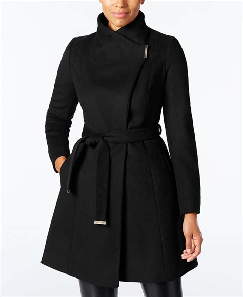 michael kors long wool jacket|Michael Kors belted walker coat.